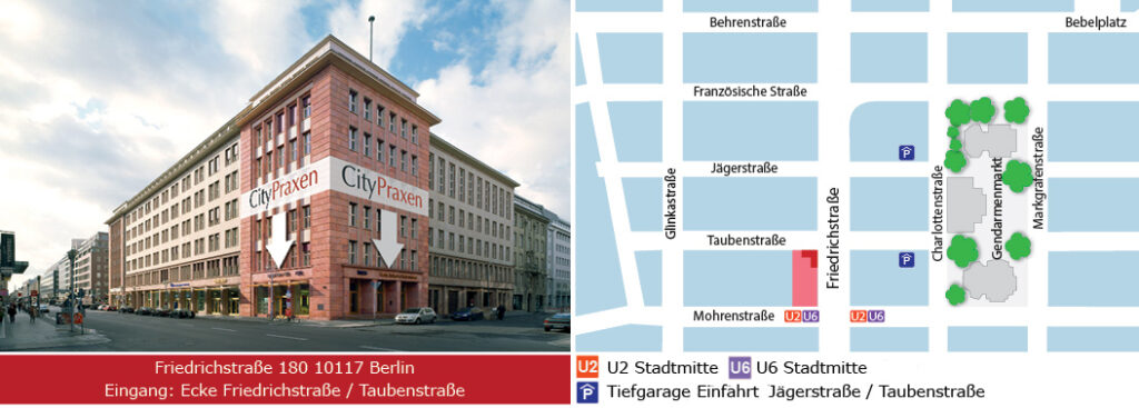 Praxis Dr. Heinz R. Zurbrügg, Anfahr, Eingang CityPraxen Berlin